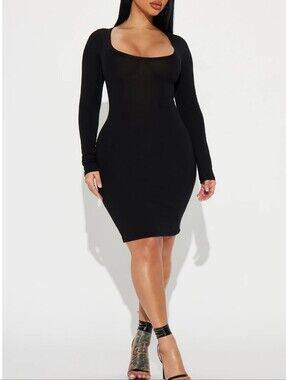 Long Sleeve Black Bodycon Dress